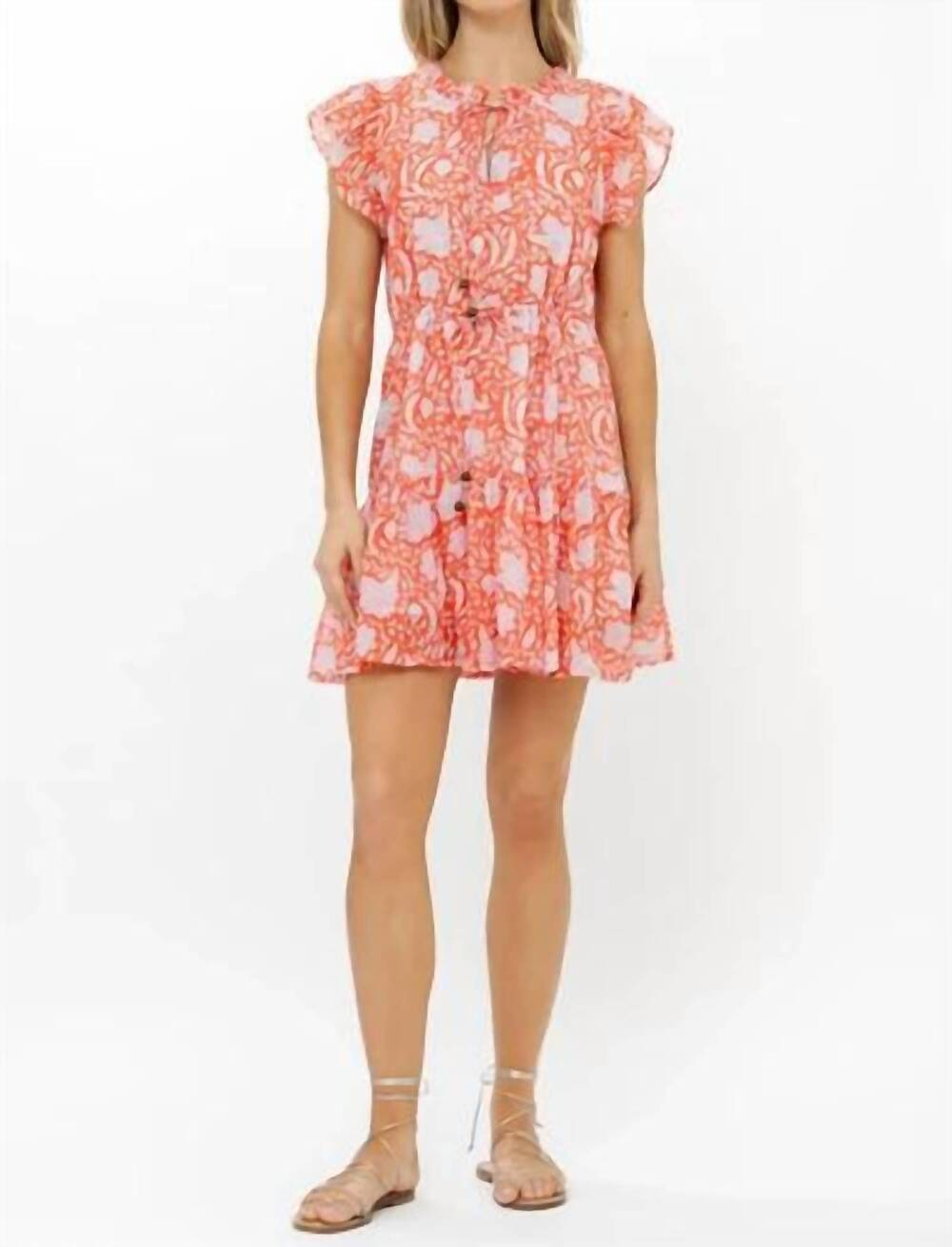 NEW OLIPHANT cinched flirty short dress in ivy orange
